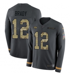 Nike Buccaneers 12 Tom Brady Anthracite Salute to Service Men Stitched NFL Limited Therma Long Sleeve Jersey Nike Buccaneers 12 Tom Brady Anthracite Salute to Service Men Stitched NFL Limited Therma Long Sleeve Jersey
