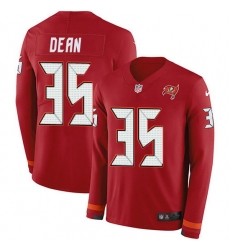 Nike Buccaneers 35 Jamel Dean Red Team Color Men Stitched NFL Limited Therma Long Sleeve Jersey Nike Buccaneers 35 Jamel Dean Red Team Color Men Stitched NFL Limited Therma Long Sleeve Jersey