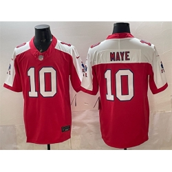 Men New England Patriots 10 Drake Maye Red Alternate F U S E  Throwback Vapor Limited Stitched Football Jersey