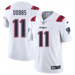 Men New England Patriots 11 Joshua Dobbs White 2025 Vapor Limited Stitched Football Jersey