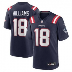 Men New England Patriots 18 Kyle Williams Navy 2025 Stitched Game Jersey