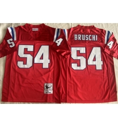 Men New England Patriots 54 Tedy Bruschi Red Throwback Stitched Football Jersey