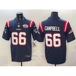 Men New England Patriots 66 Will Campbell Navy F U S E  2025 AFC East Championship Patch Vapor Limited Stitched Football Jersey