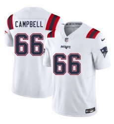 Men New England Patriots 66 Will Campbell White 2025 F U S E  Vapor Limited Stitched Football Jersey