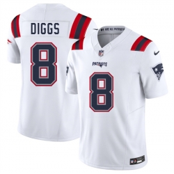 Men New England Patriots 8 Stefon Diggs White 2025 F U S E  Vapor Limited Stitched Football Jersey
