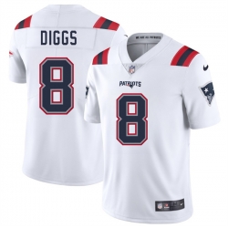 Men New England Patriots 8 Stefon Diggs White 2025 Vapor Limited Stitched Football Jersey