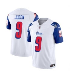 Men New England Patriots 9 Matthew Judon White Blue 2023 F U S E Throwback Limited Stitched Football Jersey Men New England Patriots 9 Matthew Judon White Blue 2023 F U S E Throwback Limited Stitched Football Jersey