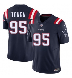 Men New England Patriots 95 Khyiris Tonga Navy 2025 F U S E  Vapor Limited Stitched Football Jersey