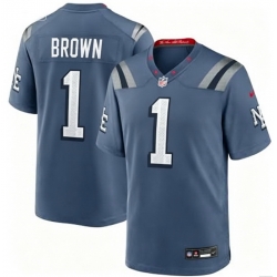 Men New England Patriots A.J. Brown #1 Navy 2025 Rivalries F U S E Vapor Limited Stitched Football Jersey