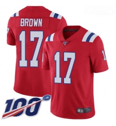 Patriots 17 Antonio Brown Red Alternate Men Stitched Football 100th Season Vapor Limited Jersey Patriots 17 Antonio Brown Red Alternate Men Stitched Football 100th Season Vapor Limited Jersey