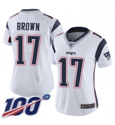 Patriots #17 Antonio Brown White Women Stitched Football 100th Season Vapor Limited Jersey Patriots #17 Antonio Brown White Women Stitched Football 100th Season Vapor Limited Jersey