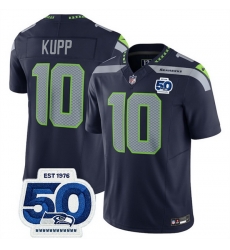 Men Seattle Seahawks 10 Cooper Kupp Navy 2025 F U S E  50th Anniversary Patch Vapor Untouchable Limited Stitched Football Jersey
