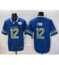 Men Seattle Seahawks 12 Fan Royal F U S E  2025 NFC West Champions Patch Limited Stitched Football Jersey