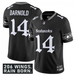 Men Seattle Seahawks 14 Sam Darnold Black 2025 F U S E   27Gothic Rain City Shadows Edition 27 Vapor Limited Stitched Football Jersey