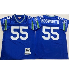 Men Seattle Seahawks 55 Brian Bosworth Royal Throwback Stitched Football Jersey