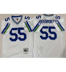 Men Seattle Seahawks 55 Brian Bosworth White Throwback Stitched Football Jersey