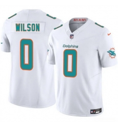 Men Miami Dolphins 0 Zach Wilson White 2025 F U S E  Vapor Limited Stitched Football Jersey