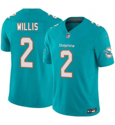 Men Miami Dolphins  2 Malik Willis Aqua 2026 F U S E  Vapor Limited Stitched Football Jersey