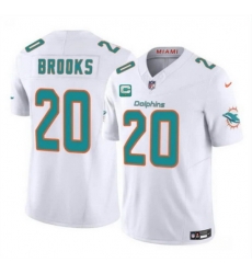 Men Miami Dolphins 20 Jordyn Brooks White 2025 F U S E  With 1 Star C Patch Vapor Limited Stitched Football Jersey
