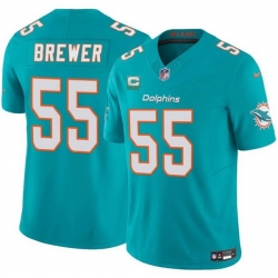 Men Miami Dolphins 55 Aaron Brewer Aqua 2025 F U S E  With 1 Star C Patch Vapor Limited Stitched Football Jersey