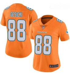 Dolphins #88 Mike Gesicki Orange Women Stitched Football Limited Rush Jersey Dolphins #88 Mike Gesicki Orange Women Stitched Football Limited Rush Jersey