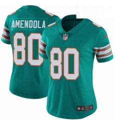 Womens Nike Miami Dolphins 80 Danny Amendola Aqua Green Alternate Vapor Untouchable Elite Player NFL Jersey