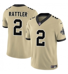 Men New Orleans Saints 2 Spencer Rattler Gold 2025 F U S E  Alternate Vapor Limited Stitched Football Jersey