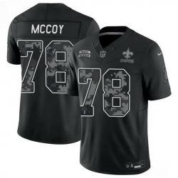 Men New Orleans Saints 78 Erik McCoy Black F U S E 2026 Salute to Service Limited Stitched Football Jersey