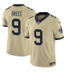 Men New Orleans Saints 9 Drew Brees Gold 2025 F U S E  Alternate Vapor Limited Stitched Football Jersey