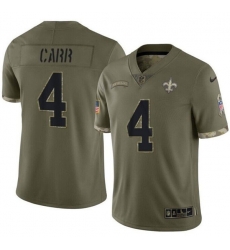 Men's New Orleans Saints #4 Derek Carr Olive Salute To Service Limited Stitched Jersey Men's New Orleans Saints #4 Derek Carr Olive Salute To Service Limited Stitched Jersey