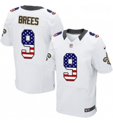 Mens Nike New Orleans Saints 9 Drew Brees Elite White Road USA Flag Fashion NFL Jersey Mens Nike New Orleans Saints 9 Drew Brees Elite White Road USA Flag Fashion NFL Jersey