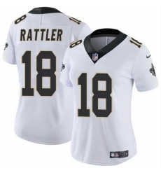 Women New Orleans Saints 18 Spencer Rattler White Vapor Stitched Game Jersey Women New Orleans Saints 18 Spencer Rattler White Vapor Stitched Game Jersey