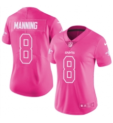 Womens Nike Saints #8 Archie Manning Pink Stitched NFL Limited Rush Fashion Jersey Womens Nike Saints #8 Archie Manning Pink Stitched NFL Limited Rush Fashion Jersey