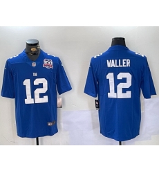 Men New York Giants 12 Darren Waller Blue With 100TH Season Patch Vapor Untouchable Limited Stitched Jersey Men New York Giants 12 Darren Waller Blue With 100TH Season Patch Vapor Untouchable Limited Stitched Jersey