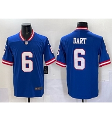 Men New York Giants 6 Jaxson Dart Royal 2025 Draft Vapor Untouchable Classic Retired Player Stitched Jersey