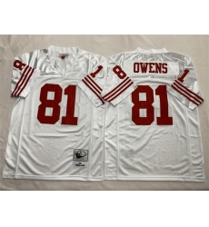Men New York Giants 81 Terrell Owens White Throwback Stitched Football Jersey