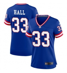 Women New York Giants 33 Hassan Hall Blue Throwback Stitched Jersey 28Run Small 29 Women New York Giants 33 Hassan Hall Blue Throwback Stitched Jersey 28Run Small 29