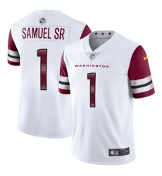 Men Washington Commanders 1 Deebo Samuel Sr White 2025 Vapor Limited Stitched Football Jersey
