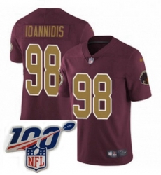Mens Nike Washington Redskins 98 Matthew Ioannidis Burgundy RedGold Number Alternate 80TH Anniversary Vapor Untouchable Limited Stitched 100th anniversary 