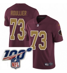 Youth Nike Washington Redskins 73 Chase Roullier Burgundy Red Gold Number Alternate 80TH Anniversary Vapor Untouchable Limited Stitched 100th anniversary N