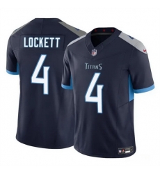 Men Tennessee Titans 4 Tyler Lockett Navy 2025 F U S E  Vapor Limited Stitched Football Jersey