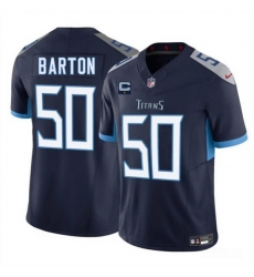 Men Tennessee Titans 50 Cody Barton Navy 2025 F U S E  With 1 Star C Patch Vapor Limited Stitched Football Jersey