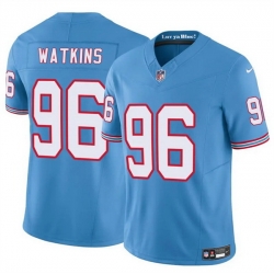 Men Tennessee Titans 96 Carlos Watkins Blue 2025 F U S E  Throwback Vapor Limited Stitched Football Jersey