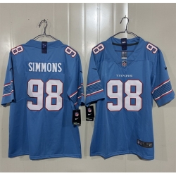 Men Tennessee Titans  98 Jeffery Simmons Light Blue 2026 Vapor Limited Stitched Football Jersey