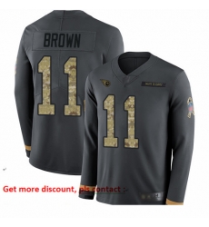 Titans 11 A J Brown Anthracite Salute to Service Youth Stitched Football Limited Therma Long Sleeve Jersey Titans 11 A J Brown Anthracite Salute to Service Youth Stitched Football Limited Therma Long Sleeve Jersey