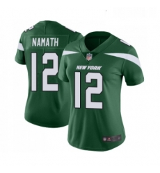 Womens New York Jets 12 Joe Namath Green Team Color Vapor Untouchable Limited Player Football Jersey