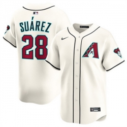 Men Arizona Diamondbacks 28 Eugenio Suarez 2023 24 Cream Home Limited Stitched Baseball Jersey