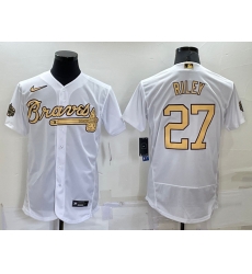Men Atlanta Braves 27 Austin Riley 2022 All Star White Flex Base Stitched Baseball Jersey Men Atlanta Braves 27 Austin Riley 2022 All Star White Flex Base Stitched Baseball Jersey