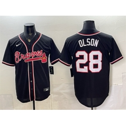 Men Atlanta Braves  28 Matt Olson 2026 Fashion Replica Black Out Stitched Baseball Jersey