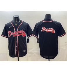Men Atlanta Braves Team Big Logo 2026 Fashion Replica Black Out Stitched Baseball Jersey